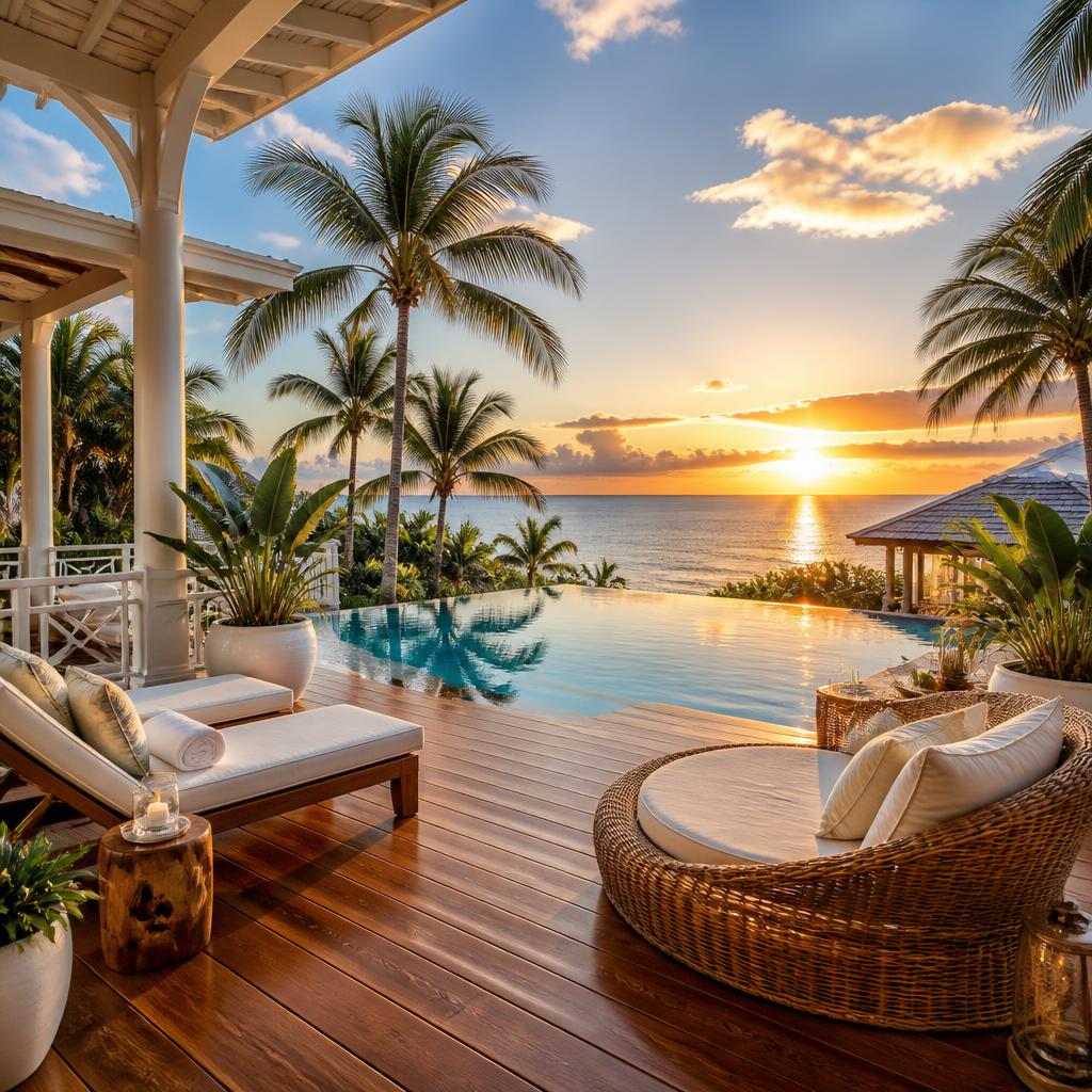 Open tropical deck with ocean view